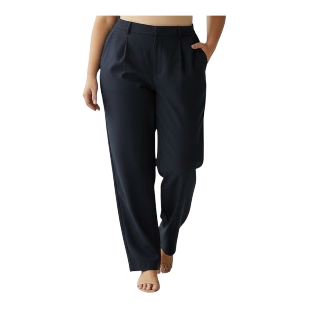 Liz Claiborne Elizabeth Sport Navy Wide-Leg Wrinkle-Free Pants Plus 20P New